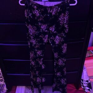 Charlotte Russe Floral Leggings - Black and Purple